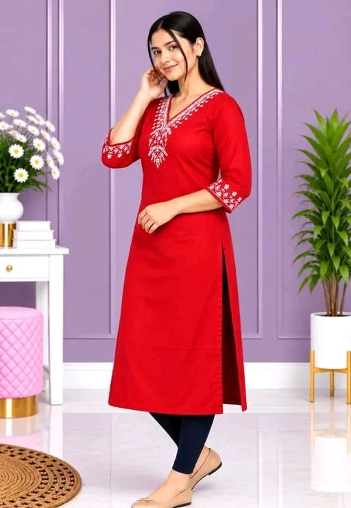 Rayon embroidered kurti - Image 4