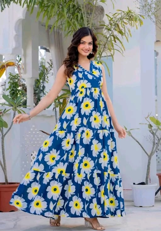 Anarkali flower printed embroidery - Image 3