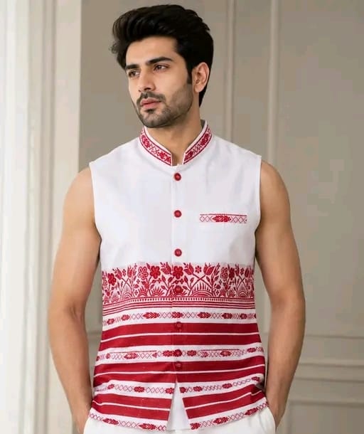 White red tribal jocket for men - Image 1