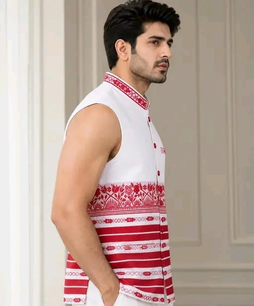 White red tribal jocket for men - Image 3
