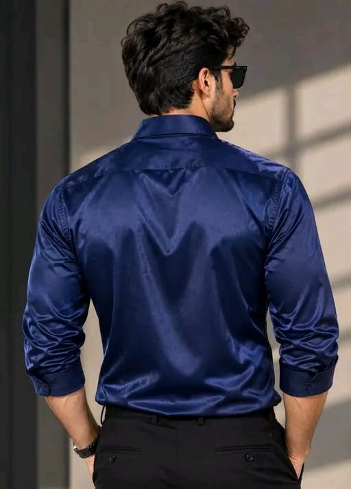 Men's solid satin shirt with primium matclic - Image 2
