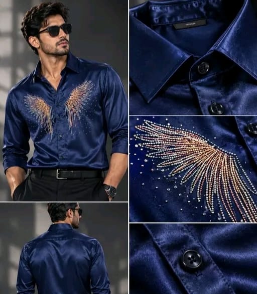 Men's solid satin shirt with primium matclic - Image 4