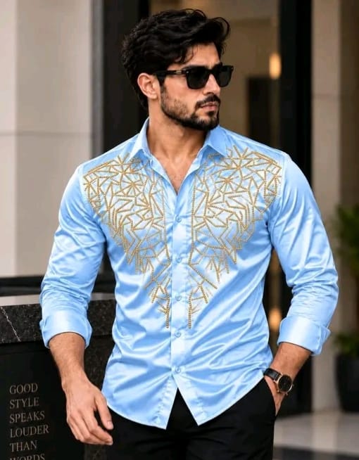 Men's solid satin shirt with primium matclic - Image 7