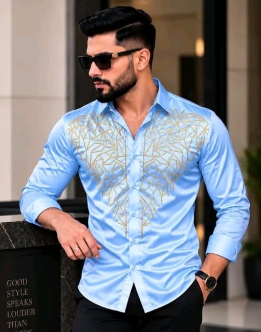 Men's solid satin shirt with primium matclic - Image 8