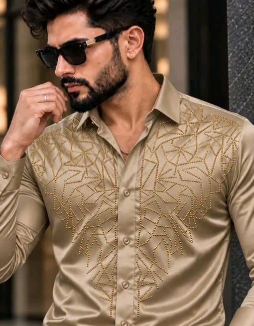 Men's solid satin shirt with primium matclic - Image 9