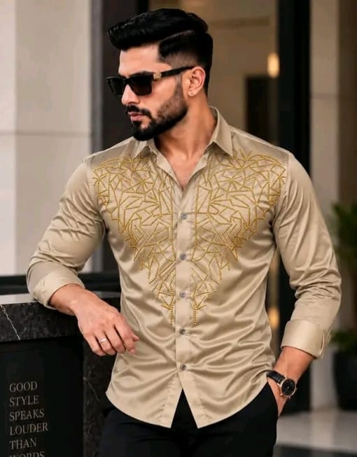 Men's solid satin shirt with primium matclic - Image 10