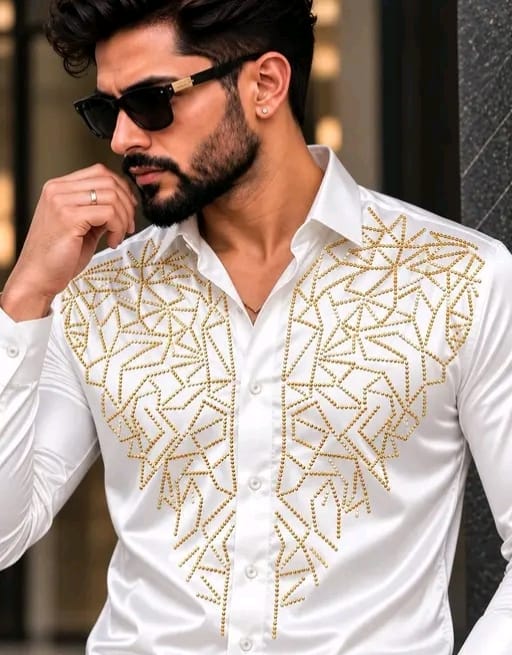 Men's solid satin shirt with primium matclic - Image 13