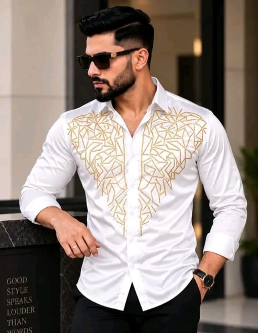 Men's solid satin shirt with primium matclic - Image 14