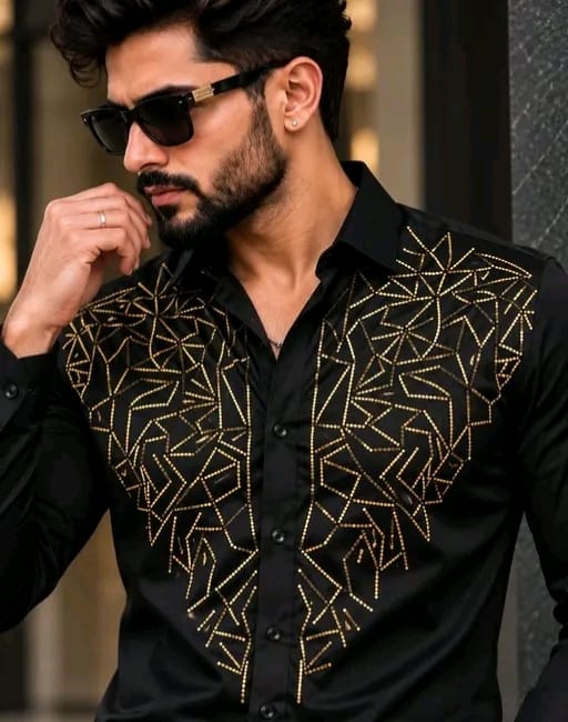Men's solid satin shirt with primium matclic - Image 15