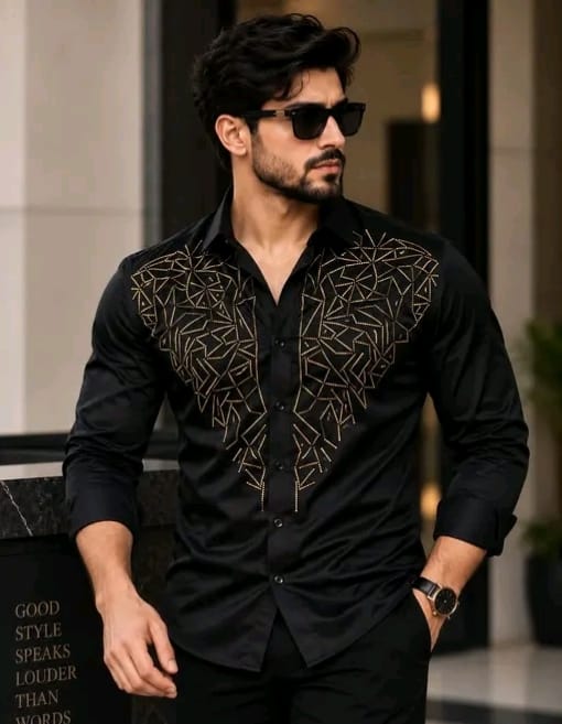 Men's solid satin shirt with primium matclic - Image 16