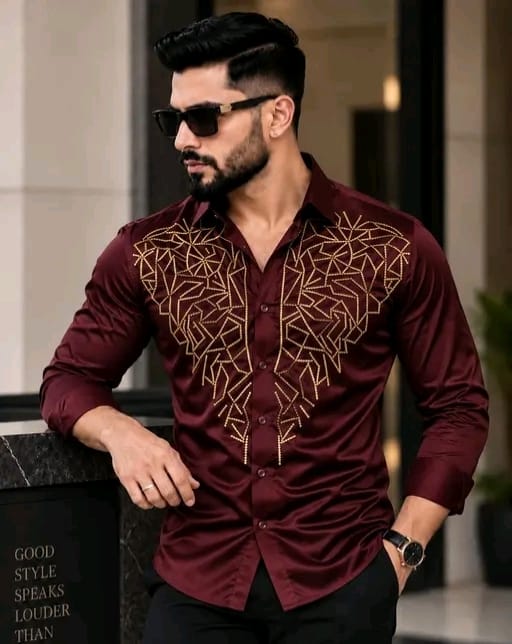 Men's solid satin shirt with primium matclic - Image 18