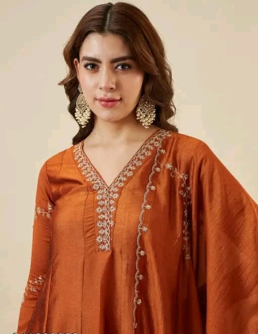 Embroidered V neck anarkali - Image 2